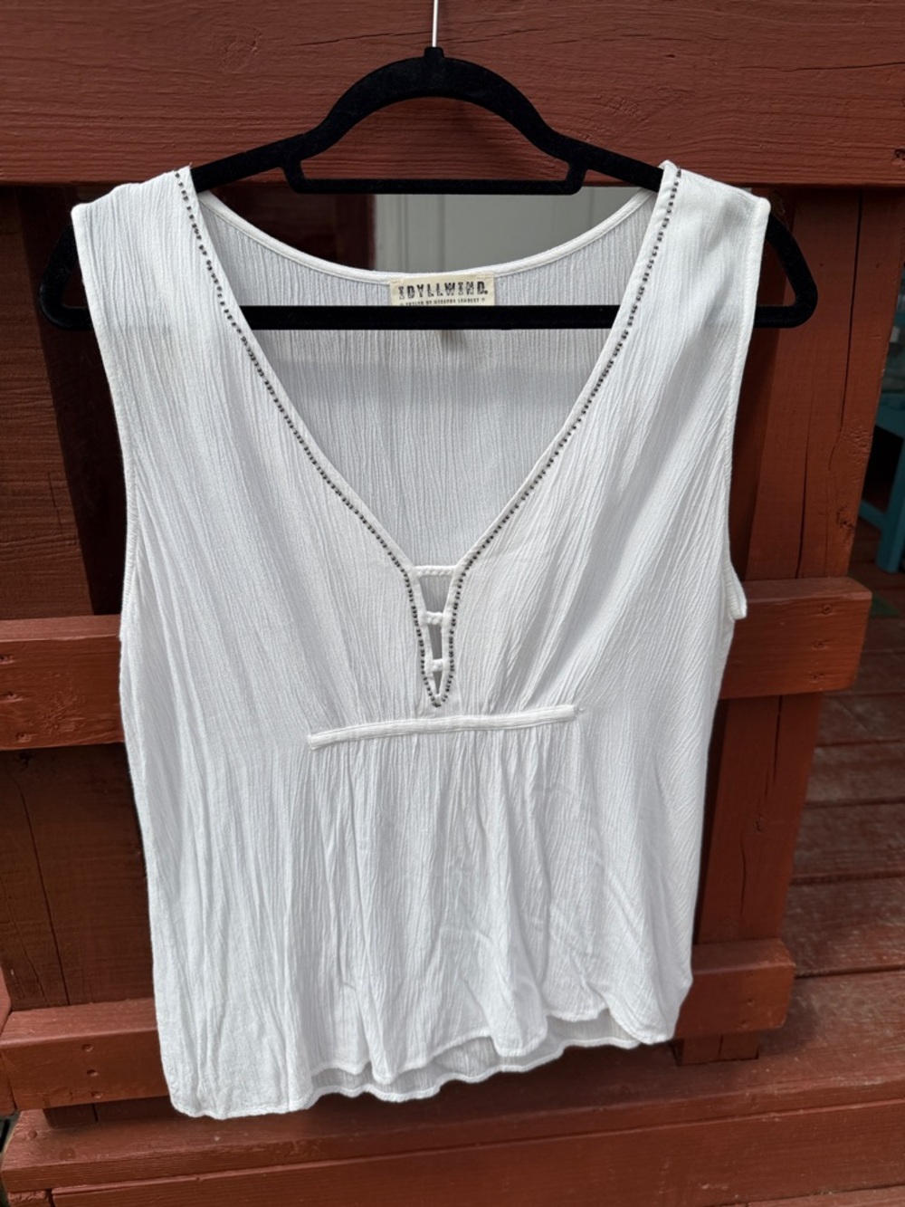 Idyllwind Fueled By Miranda Lambert, crepe, beaded White Tank top, Size XL